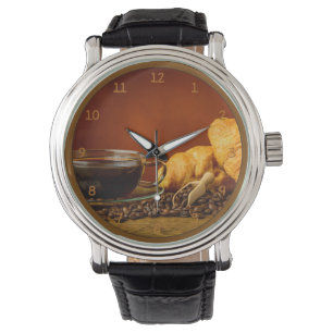 Kaffe och kroissant armbandsur