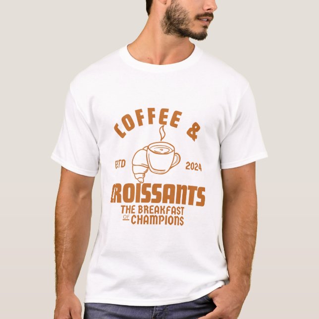 Kaffe- och kroissanterfrukost t shirt (Framsida)