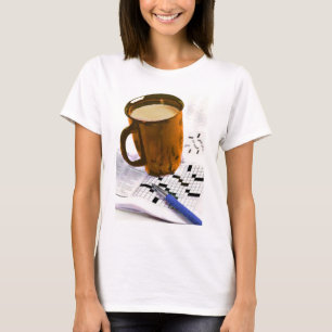 Kaffe och krossordspussel t shirt