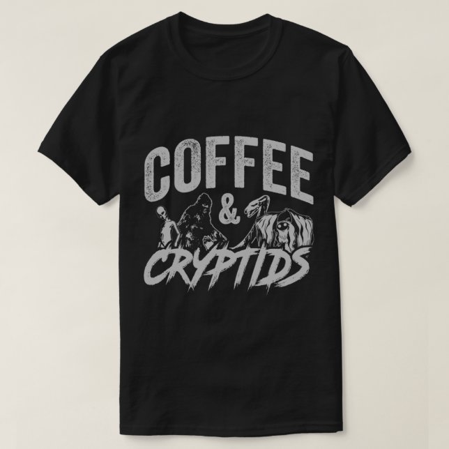 Kaffe och kryptider - Bigfoot, Mothman, Nessie, Al T Shirt (Design framsida)