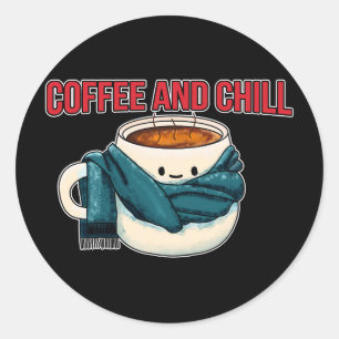 Kaffe och kyl runt klistermärke