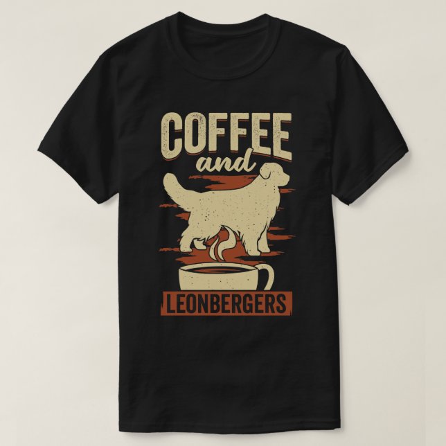 Kaffe och Leonbergers Hund älskare-gåva T Shirt (Design framsida)