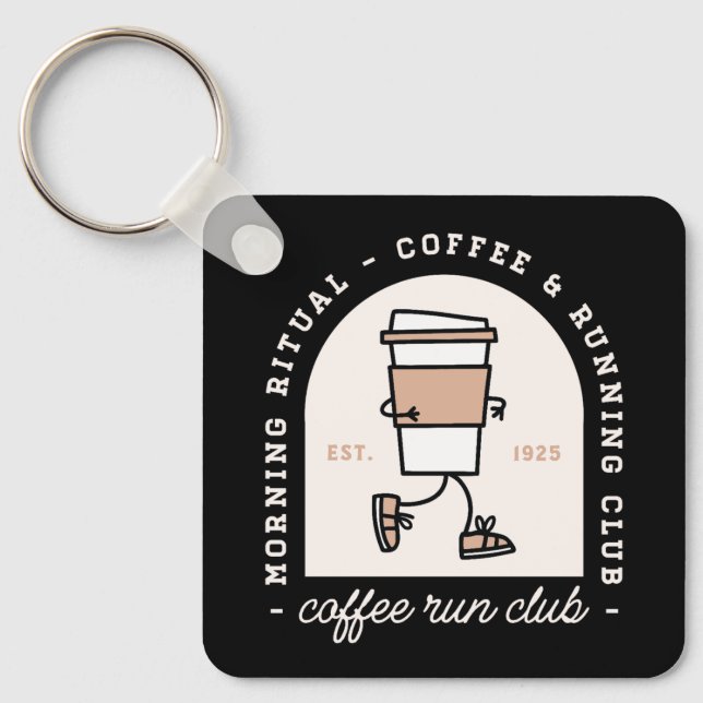 Kaffe och löpälskare spring klubb roligt nyckelring (Framsida)