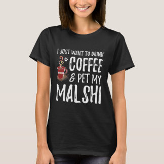 Kaffe och Malshi för Mal shi Hund Mamma T Shirt