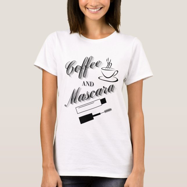 Kaffe och Mascara Typografi T Shirt (Framsida)