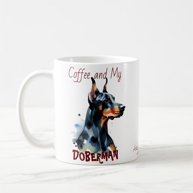 Kaffe och Min Doberman söt/Personalize Mugg (Vänster)