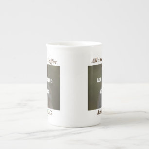 Kaffe och min Hund Dekorativ kudde Benporslin Mugg