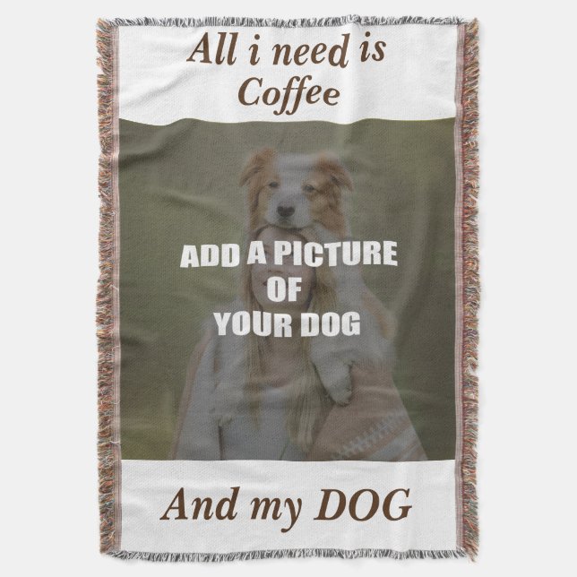 Kaffe och min Hund Dekorativ kudde Filt (Framsidan Vertikal)