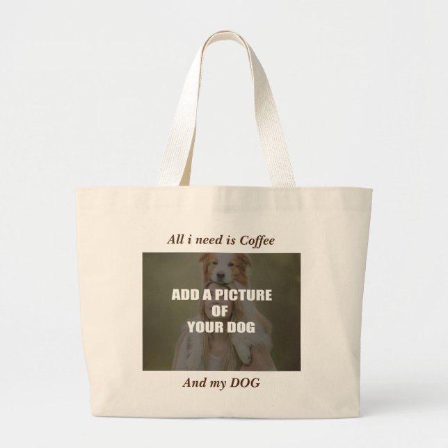 Kaffe och min Hund Dekorativ kudde Jumbo Tygkasse (Framsidan)