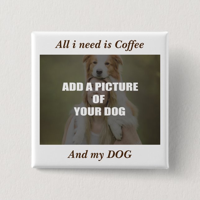 Kaffe och min Hund Dekorativ kudde Knapp (Framsida)