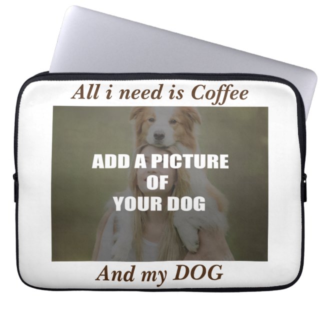 Kaffe och min Hund Dekorativ kudde Laptop Fodral (Framsidan)