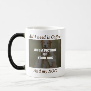 Kaffe och min Hund Dekorativ kudde Magisk Mugg
