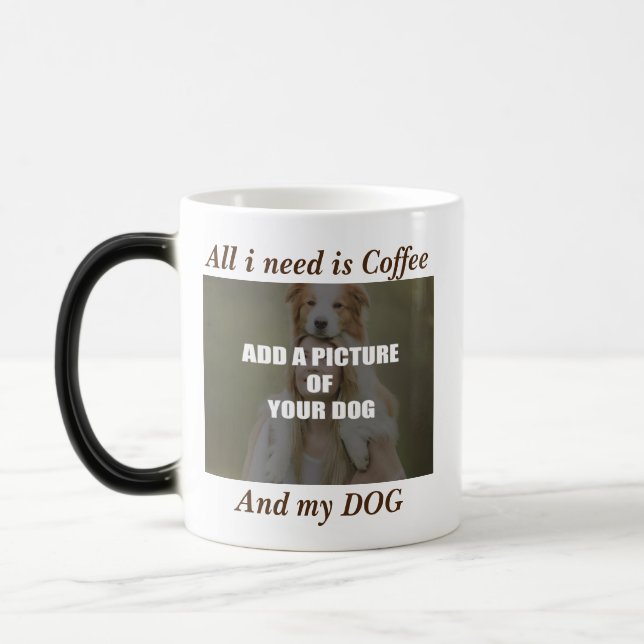 Kaffe och min Hund Dekorativ kudde Magisk Mugg (Vänster)