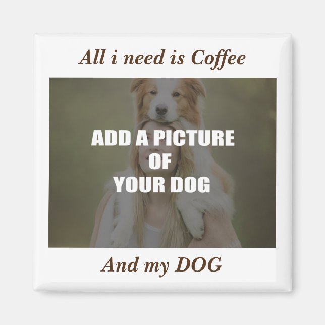 Kaffe och min Hund Dekorativ kudde Magnet (Framsidan)