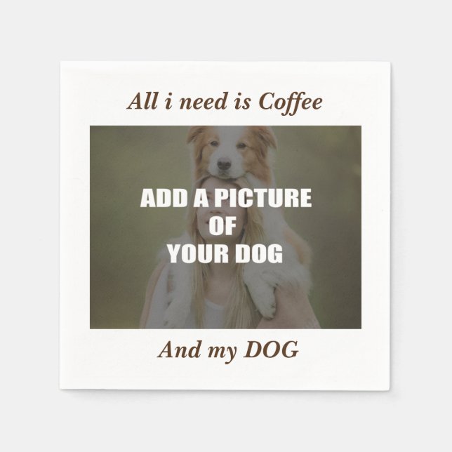 Kaffe och min Hund Dekorativ kudde Pappersservett (Framsidan)