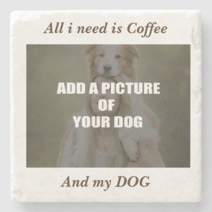 Kaffe och min Hund Dekorativ kudde Stenunderlägg