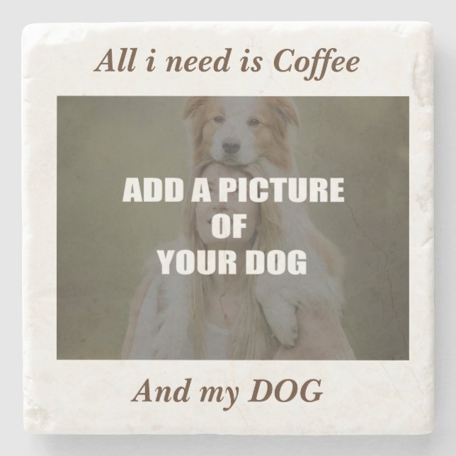 Kaffe och min Hund Dekorativ kudde Stenunderlägg (Framsidan)