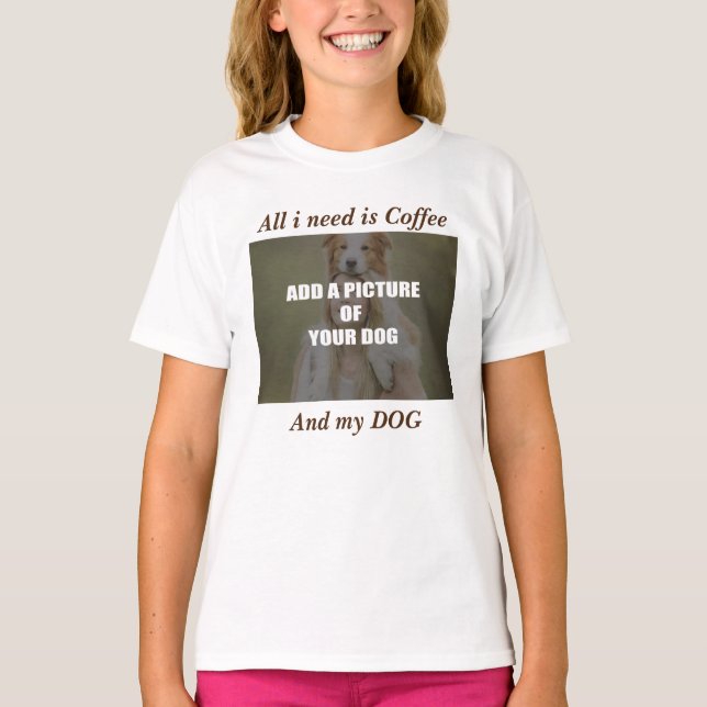Kaffe och min Hund Dekorativ kudde T Shirt (Framsida)