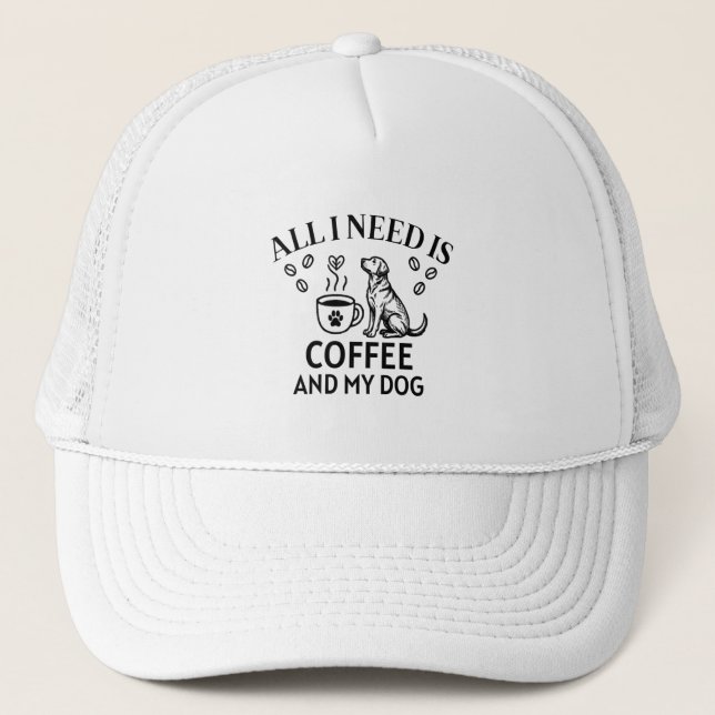 Kaffe och min hund Labrador Broderad stil hatt  Keps (Framsida)