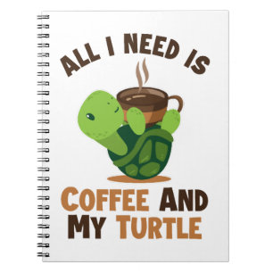 Kaffe och min sköldpadda Tortoise Målade Älskare S Anteckningsbok