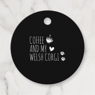 Kaffe och min walesiska Corgi Gåvor Etiketter