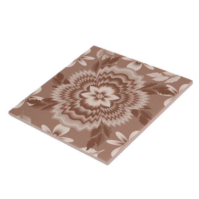 Kaffe och Mjölk Färg Flower Mönster Kakelplatta (Sidan)