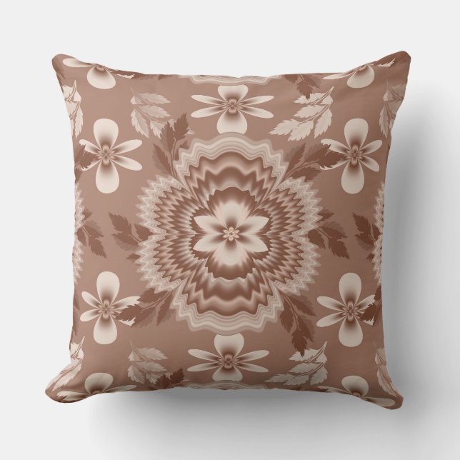 Kaffe och Mjölk Färg Flower Mönster Kudde (Framsida)