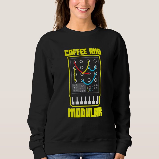Kaffe och modulärt Wellenform Synth Nerd Synt T Shirt (Framsida)
