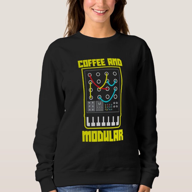 Kaffe och modulärt Wellenform Synth Nerd Synt T Shirt (Framsida)