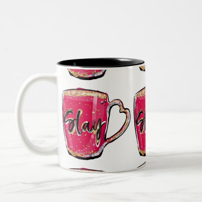 Kaffe och motivation på morgonen Två-Tonad mugg (Vänster)