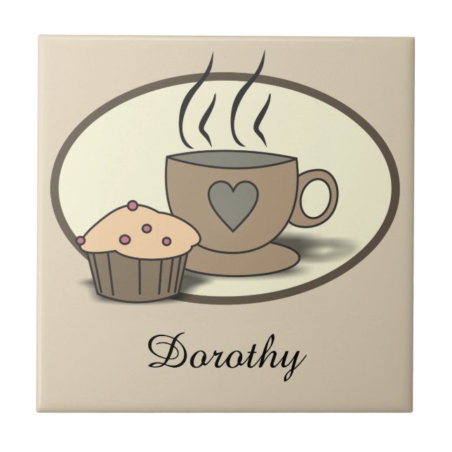 Kaffe- och muffinanpassningsbar belägger med tegel kakelplatta (Framsidan)