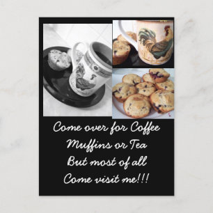 kaffe och muffins 2, blåbär, kaffe... vykort