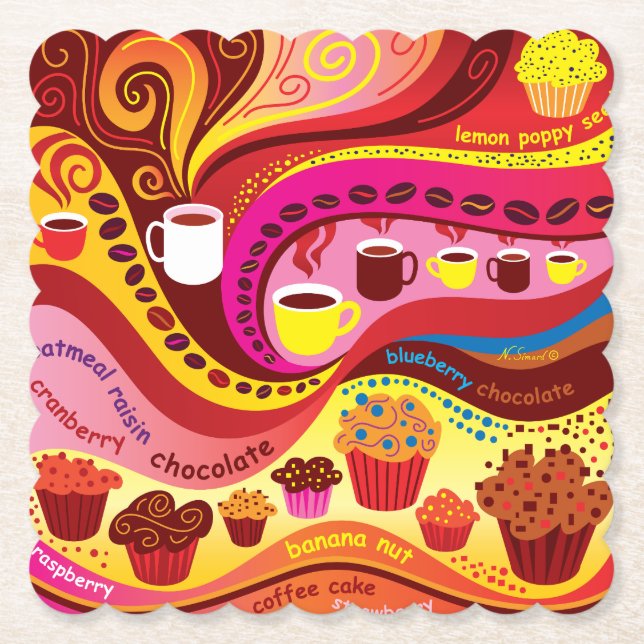 Kaffe och muffins-mönster underlägg papper (Framsida)