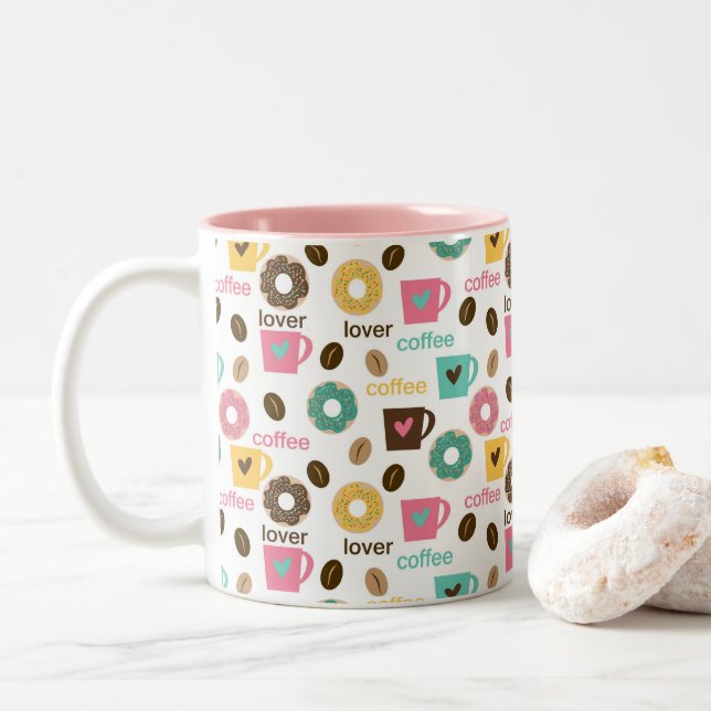 Kaffe och Munk Mönster  Två-Tonad Mugg (Med munk)