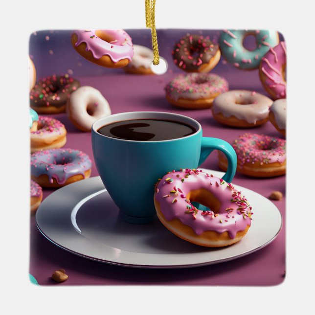 Kaffe och Munkar Julgransprydnad Keramik (Framsida)