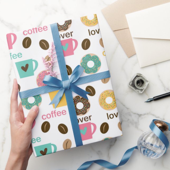 Kaffe- och munkmönster  presentpapper (Gifting)