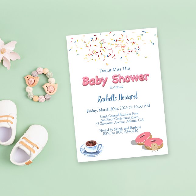 Kaffe och Munkströssel Baby Shower Inbjudningar (Skapare uppladdad)