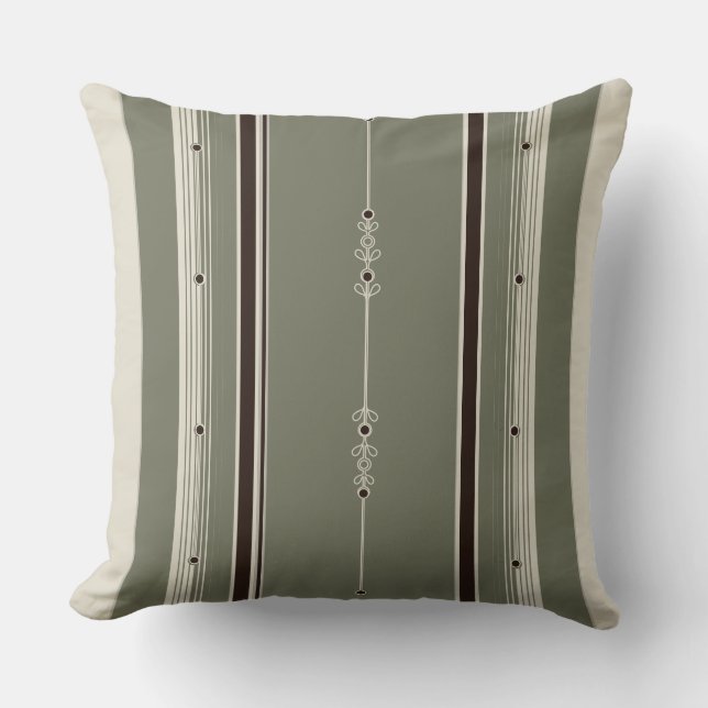 Kaffe och olivrandig dekorativ kudde (Framsida)