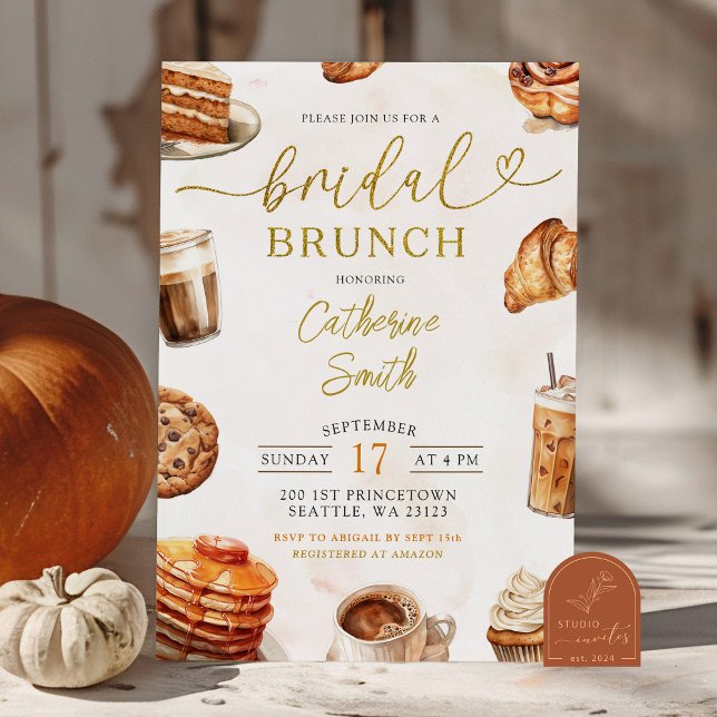 Kaffe och pannkaka bröllopsbrunch inbjudningar (Skapare uppladdad)