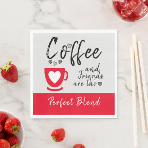 Kaffe och perfekt för vänner blandar rött pappersservett