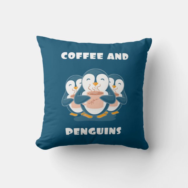 Kaffe och pingviner kudde (Framsida)