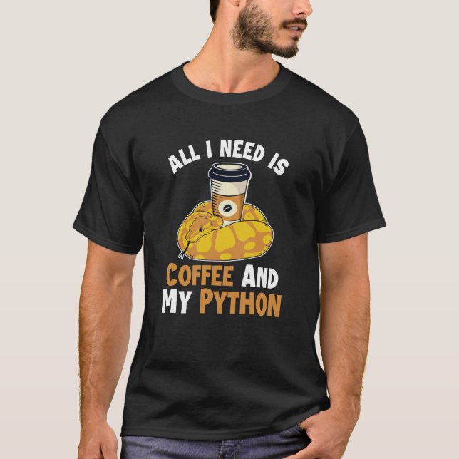 Kaffe och Python Orm Pythonidae Banankula Pytonorm T Shirt (Framsida)