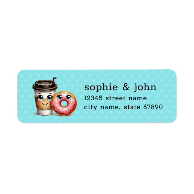 Kaffe och Returetiketter från Donut Returadress Etikett (Framsidan)