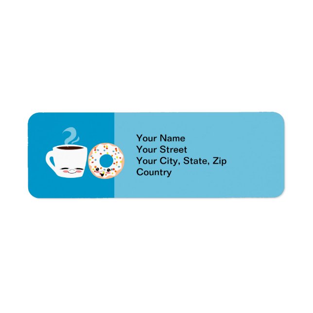 Kaffe- och ringbalkar returadress etikett (Framsidan)