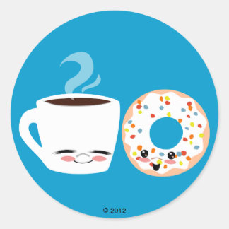 Kaffe- och ringbalkar runt klistermärke