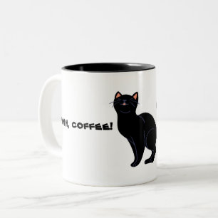 Kaffe och roligt av svart katt Två-Tonad mugg