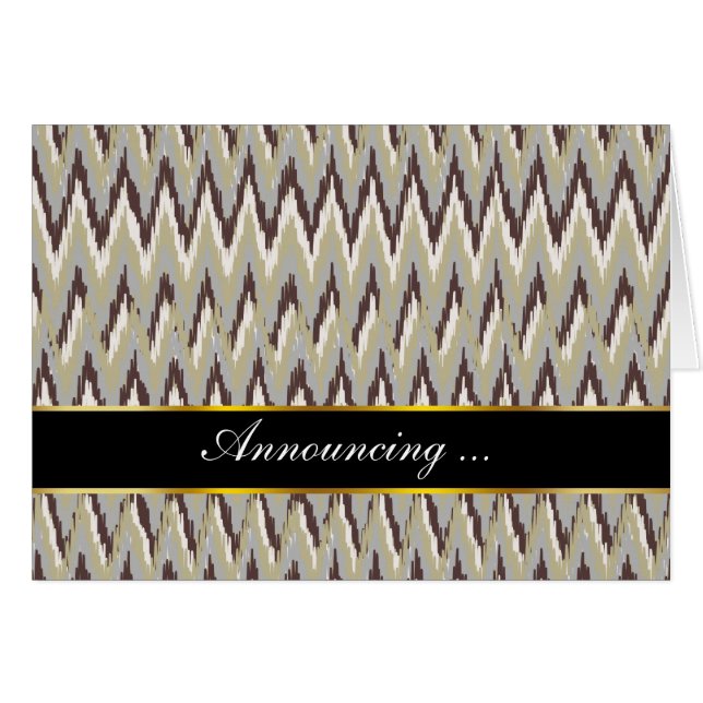 Kaffe och Sage iKat ZigZag Mönster Hälsningskort (Framsidan Horizontal)