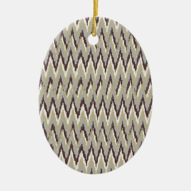 Kaffe och Sage iKat ZigZag Mönster Julgransprydnad Keramik (Framsidan)