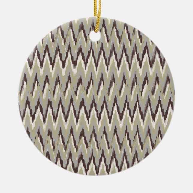Kaffe och Sage iKat ZigZag Mönster Julgransprydnad Keramik (Framsidan)