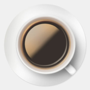 Kaffe och sajt runt klistermärke